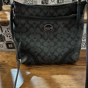 Coach Signature Patterned Black  Adjustable Crossbody Bag